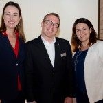 Andreas Nef, da Swiss Travel System,com Cristiane Vento e María Corinaldesi, da Rail Europe