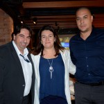 Marcelo Paolillo e André Lopes, da Flytour MMT, com María Corinaldesi, da Rail Europe