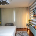 O quarto do Grand Mercure SP Vila Olímpia foi projetado pelo escritório Jóia Bergamo