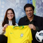 Roberta Vernaglia, da AccorHotels, e Raí, embaixador do LeClub AccorHotels