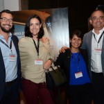Fabio de Oliveira, Alessandra Antunes e Roger Santos, do Grupo Flytour, com Gloria Cuarezma, da Delta