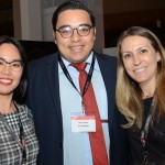 Karoline Nakamura e Juliana Patti, da Bayer, e Bruno Melo, da Air France KLM