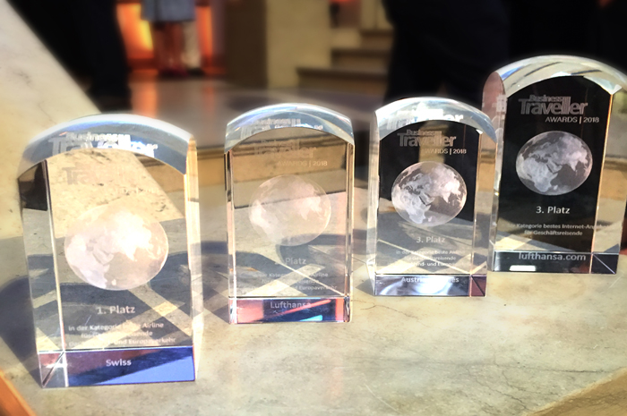 Um total de quatro prêmios para Austrian Airlines, Lufthansa e SWISS este ano no Business Traveller Awards