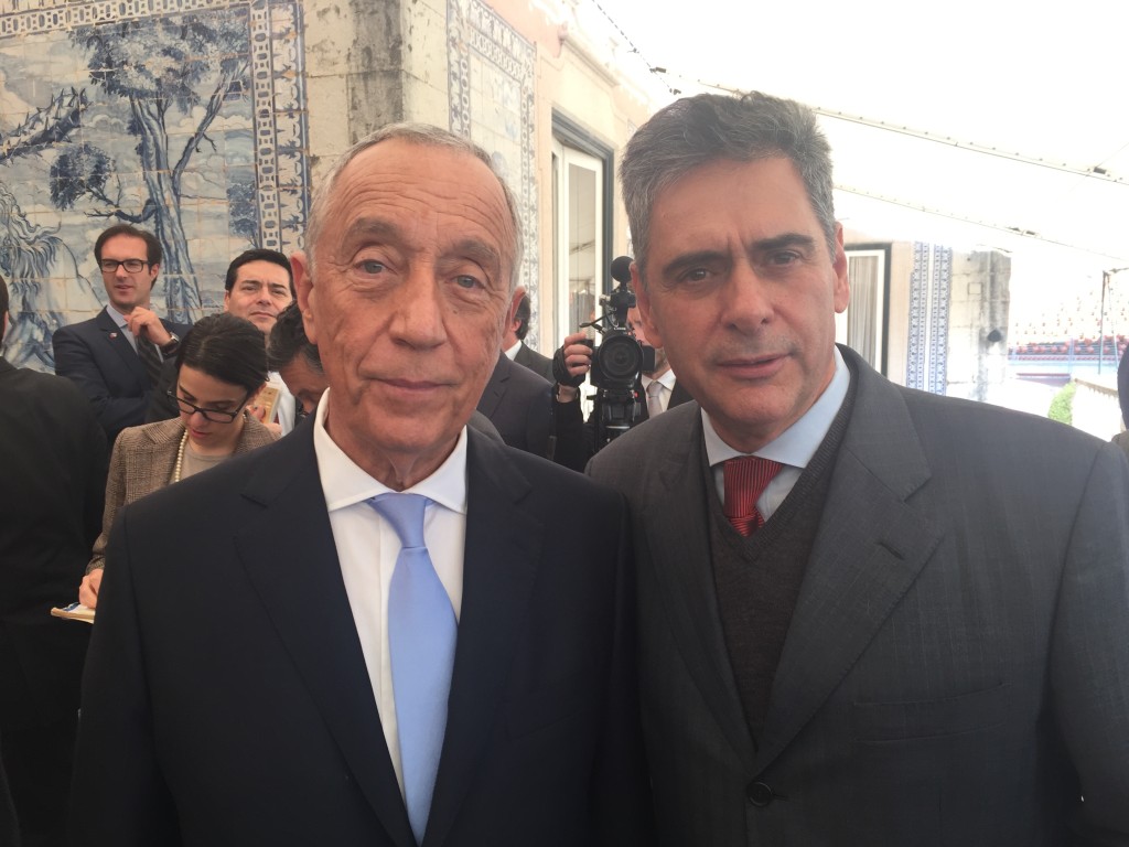 Marcelo Rebelo de Sousa, presidente de Portugal, e Fernando Dias, presidente do Grupo Master (Foto: Divulgação/ Invest Lisboa)