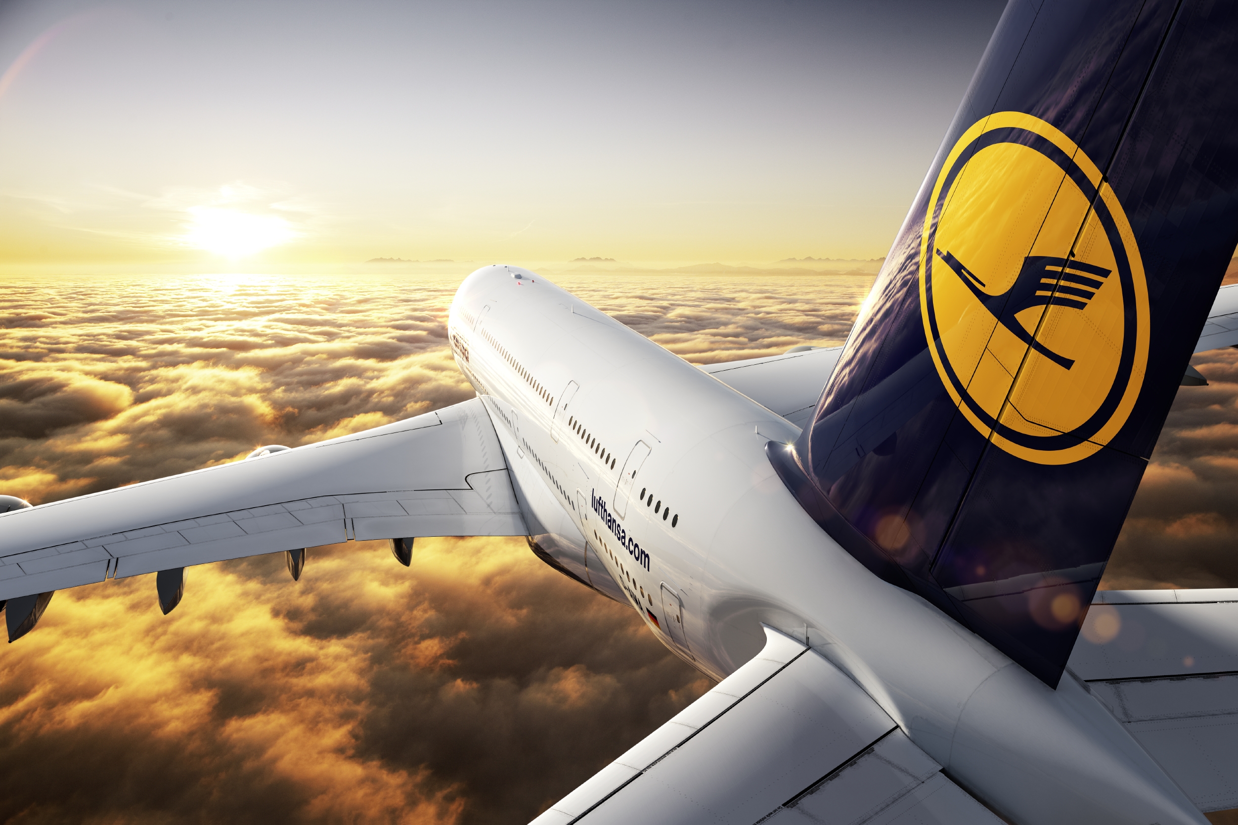 Lufthansa transporta 108 milhões de passageiros em 2015 e lucra € 1,7 bilhão 1 CGI: Air-to-air Motiv der Lufthansa A380./CGI: air-to-air image of the Lufthansa A380.