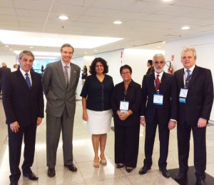 Fernando Santos, da AVIESP, Steve Knode, Conselheiro Comercial dos Estados Unidos, Jussara Haddad, organizadora do Visit USA, Cristina Fritsch, da ABAV-RJ, Marcos Balsamão, Abav-SP