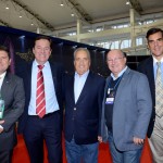 Agnaldo dos Santos, da Setur Itajaí, Edson Dias, prefeito de Balneário de Camboriú, Jandir Belini, prefeito de Itajaí, Helio Dagnoni, da Setur de Camboriú, e Marcos Lomanto, da Embratur