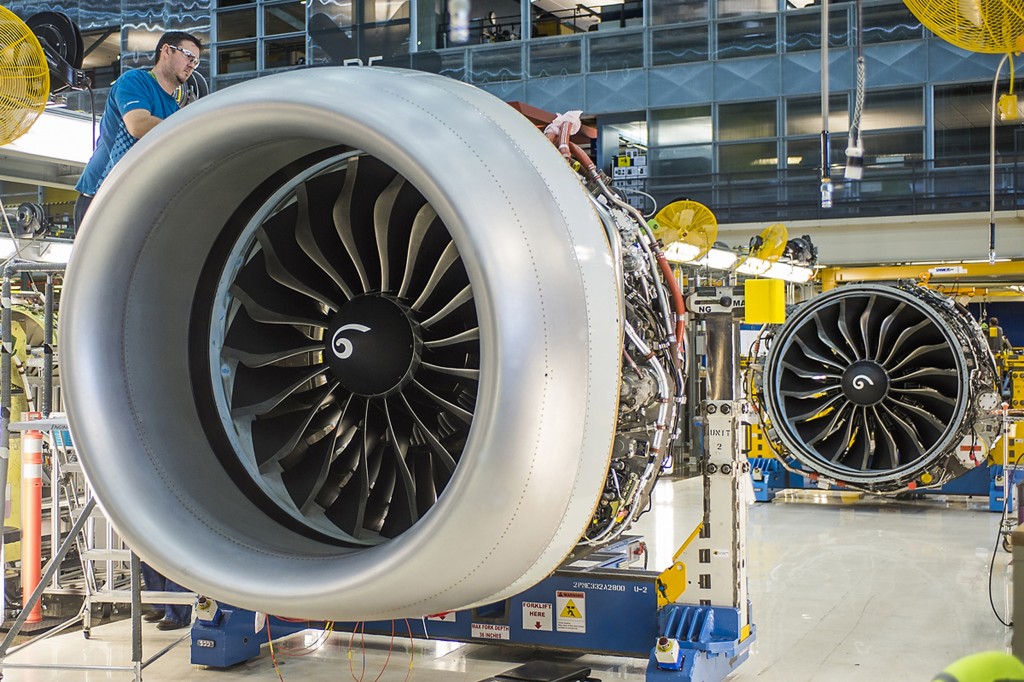 737 MAX LEAP-1B Engine Build Up Renton Factory; Renton Factory; 737 Max; With Worker; Max Engine; LEAP-1B; MAX