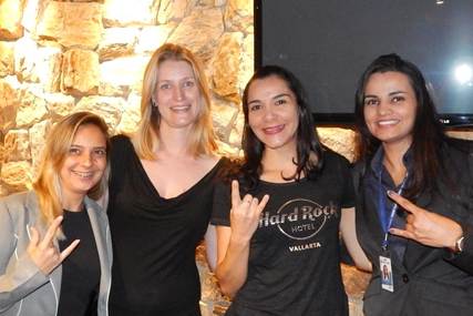 Trend e Hard Rock capacitam 40 agentes em Goiânia (GO) Daniela Rosa, de Produtos Nacionais da Trend; Patrícia Carvalho, supervisora de Eventos da operadora; Gláucia Barbosa, do Hard Rock Hotel; e Alessandra Castilho, executiva de vendas da Trend