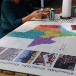 O mapa do Texas ilustrava uma das mesas no parque