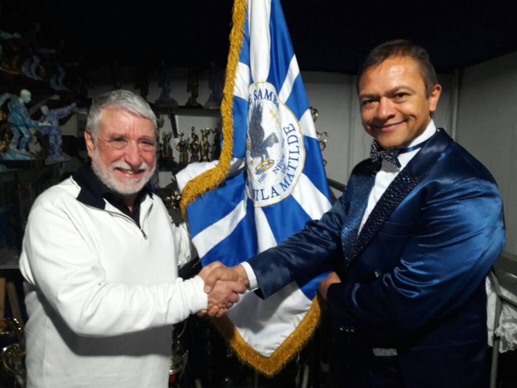 Serra Verde Express e Nenê de Vila Matilde comemoram samba-enredo do carnaval 2017 Adonai Arruda celebra a parceria com o presidente da escola, Rinaldo Mantega