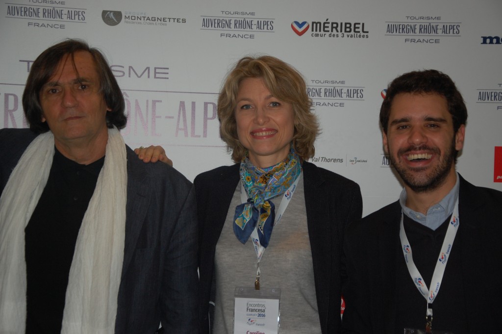 Jean-Philippe Pérol, da Atout France, com Caroline Putnoki e Jean-Bruno Gillot, da Cap Amazon