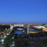 A vista do último andar, onde ficam a academia, sauna e hidromassagem