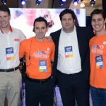 Fabio Rossi e Christiano Oliveira, da Flytour, com Giuliano Rinaldo Garafallo, do Santander Financiamentos, e Vitor Bauab, do M&E
