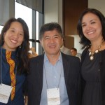 Jéssica Kobayashi, do Senac, Gervásio Tanabe, da Abracorp, e Carolina Negri, do Cevec Jéssica Kobayashi, do Senac, Gervásio Tanabe, da Abracorp, e Carolina Negri, do Cevec