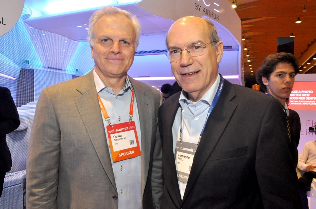 TAP: "Vamos aumentar a receita e diminuir custo", diz Neeleman sobre viagens ao Brasil David Neeleman e Fernando Pinto, da TAP