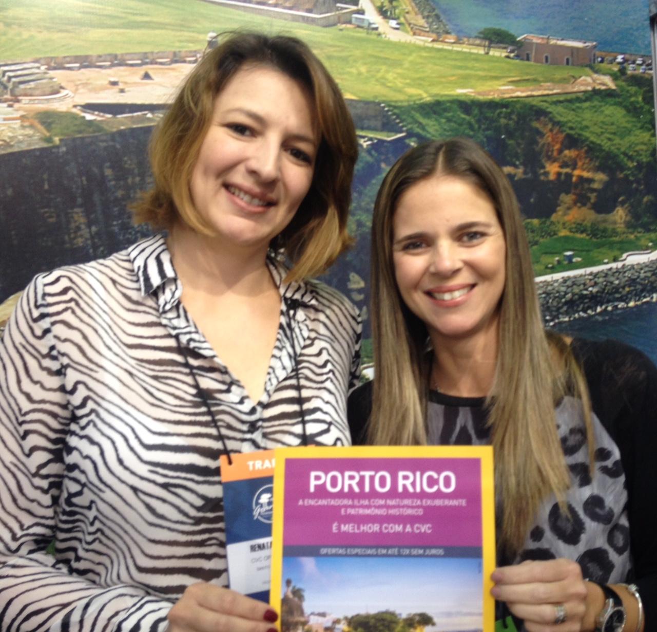 Porto Rico e CVC lançam campanha conjunta 1 Renata Barra, da CVC, com Roberta Ferraz Braga, representante Brasil da Companhia de Turismo de Porto Rico