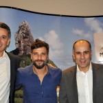 Felipe Carreras, da setur PE com o ator Bruno Galhaço e Luís Eduardo Antunes, administrador de Noronha