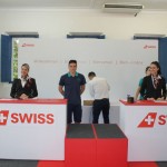 Balcão da Swiss Airlines simulou o embarque na experiência
