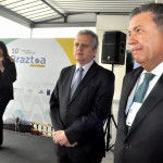 Magda Nassar, presidente da Braztoa, Edmar Bull, presidente da Abav, e Alexandre Sampaio, presidente do FBHA