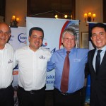 Os gerentes Sergio Leoneti, Anderson Marques e o diretor Gelson Papazoglo, da GTA, com Miguel Andrade