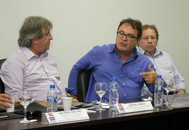 Setur de SC defende junto a Embratur promoção conjunta da Região Sul Vinícius Lummertz, Leonel Pavan e Valdir Walendowsky