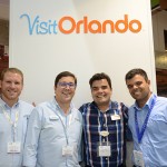 Felipe Timerman e Martim Diniz, do SeaWorld, André Almeida, do Visit Orlando, e Renato Gonçalves, da Universal