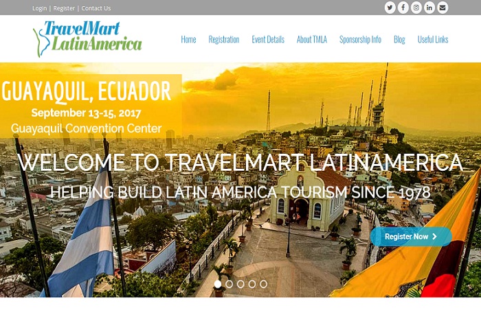 TravelMart LatinAmerica apresenta novo site Homepage do novo portal da TMLA, que neste ano terá a 41ª edição realizada no Equador