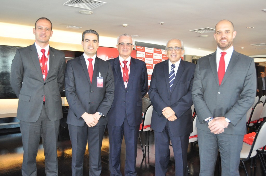 Avianca terá 3° destino internacional e mudanças no programa Amigo Rodrigo Napoli, diretor comercial, Marcius Moreno, diretor de Serviços e Aeroportos, Tarcísio Gargioni, VP, José Efromovich, fundador, e Frederico Pereira, presidente da Avianca Brasil