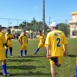 O aquecimento do time campeão, liderado pelo ex-jogador Tita e pelo presidente do Grupo Trend, Luis Paulo Luppa