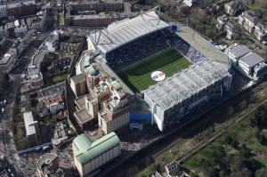 An aerial view of the Stamford Bridge stadium