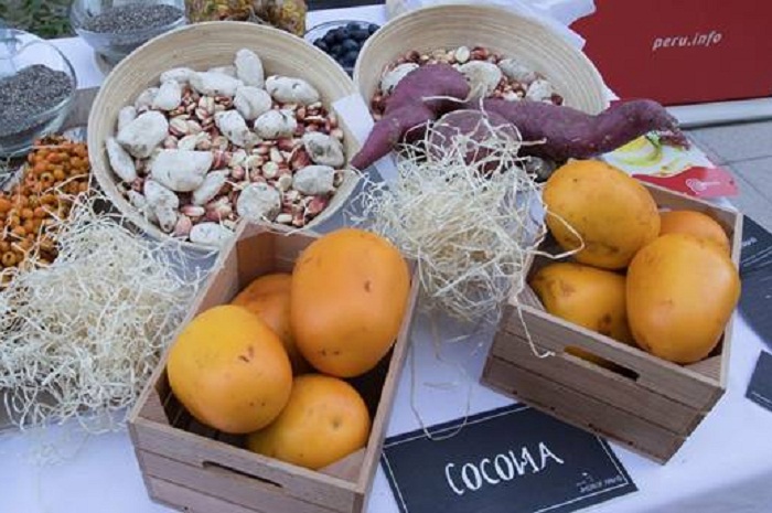 Peru é premiado como Melhor Destino Gastronômico Internacional A marca Super Foods Peru esteve presente no coquetel de premiação, no qual foram servidos pratos elaborados com alimentos peruanos (Foto: Divulgação)