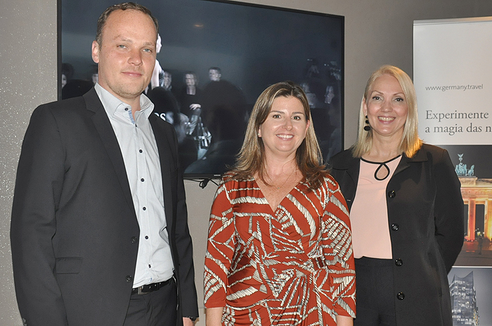 Alemanha registra crescimento de brasileiros; veja novidades dos destinos Joachim Miller, da Miller Incoming, Margaret Grantham, do DZT, e Monica Nardo, da Lufthansa