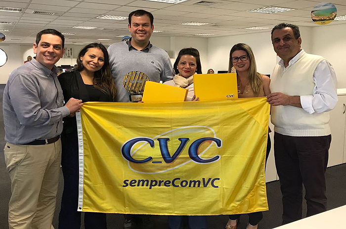 CVC e Cana Brava reforçam parceria para alta temporada Cristiano Praceres, diretor de Produtos para o Nordeste da CVC, Daniela Araújo, produto nacional Bahia da CVC, Rodrigo Galvão, gerente de produtos da Bahia, Denise Hele