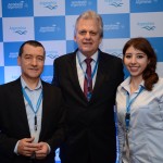 Ivan Blanco Cadahia e Mariana Campos, da Aerolíneas Argentinas, e Edmar Bull, presidente da Abav Nacional