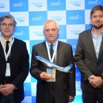 Leopoldo Tiberi, de Bariloche, Marcos Bednarski, cônsul-geral da Argentina no Brasil, e Gonzalo Romero, da Aerolíneas Argentinas