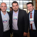 Marcos Pessuto e João Cazeiro, da GJP, e Rodrigo Aquino, do Bourbon Hotéis