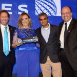 Dave Hilfman, Lucimar Reis e Alex Savic, da United Airlines, com Abhi Shah, da Azul Dave Hilfman, Lucimar Reis e Alex Savic, da United Airlines, com Abhi Shah, da Azul
