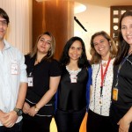 Felipe Ferreira e Jéssica Melo, da Souza Cruz, Andrea Real, da Nov, e Andrea Cox, da Lufthansa