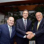 Roberto Claudio, prefeito de Fortaleza, Camilo Santana, governador do Ceará e Patrick Alexandre, da Air France-KLM