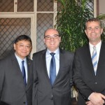 Lucio Yamashitafuji, do Aeromexico, Fábio Mader, da CVC, e Paul Verhagen, da Aeromexico