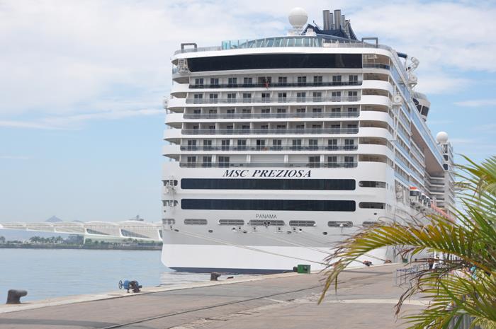 MSC Preziosa chega ao Rio de Janeiro; temporada terá início em Santos