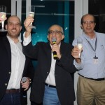 O brinde feito por Frederico Pedreira e José Efromovich, da Avianca, com Wilson de Souza, do GRU Airport