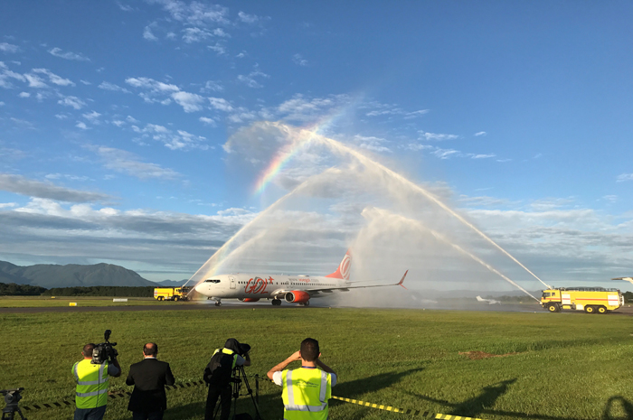 Floripa Airport inicia atividades no aeroporto internacional Hercílio Luz (SC) 1 O batismo marcou o início das operações