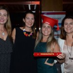 Cristiane Vento, Maria Corinaldesi e Ana Corinaldesi, da Rail Europe, com Viviane Soares, da Doing Eventos e Turismo