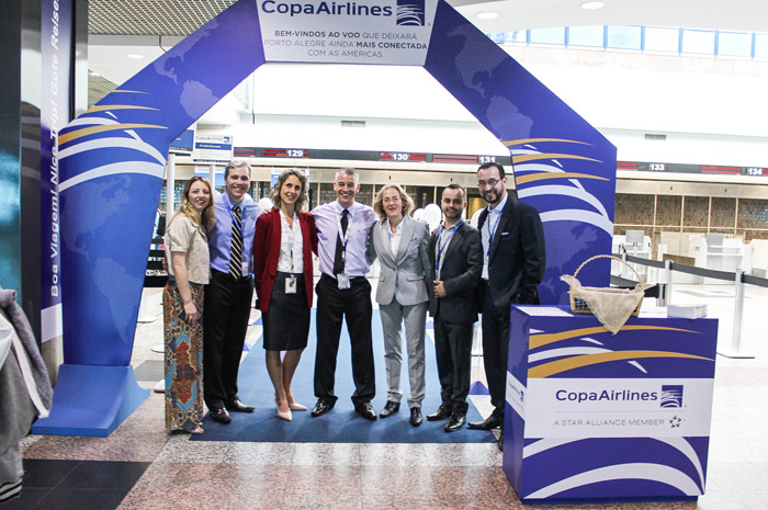 Copa Airlines passa a operar segunda frequência em Porto Alegre 1 Roberta Gaetan de Nadai, Valério Menescal, Rosana Caporal, Marcelo Severo, Sabine Trenk, Jerco Fratric Bacic, Diogenes Toloni
