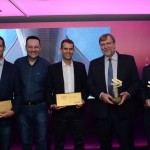 Paulo Padula e Samuel Choperena, da Decolar.com, Márvio Mansur e Peter Weber, da Skyteam, e Christiano Oliveira, do Grupo Flytour MMTGapnet
