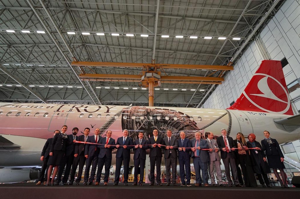 A cerimônia de lançamento do Airbus foi realizada no novo hangar da Technic Inc