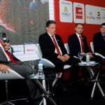Roberto Bertino, presidente do Nobile, Marcelo Pompeo, CEO da Desbravador, Marcos Gonçalves, da Visotech, e Matheus Quincozes, CEO da VEGA IT