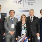 Marco Ferraz, da Clia Brasil, Mário Franco, da Royal Caribbean, Estela Farina, da NCL, Rene Hermann, da Costa, e Adrian Ursilli, da MSC